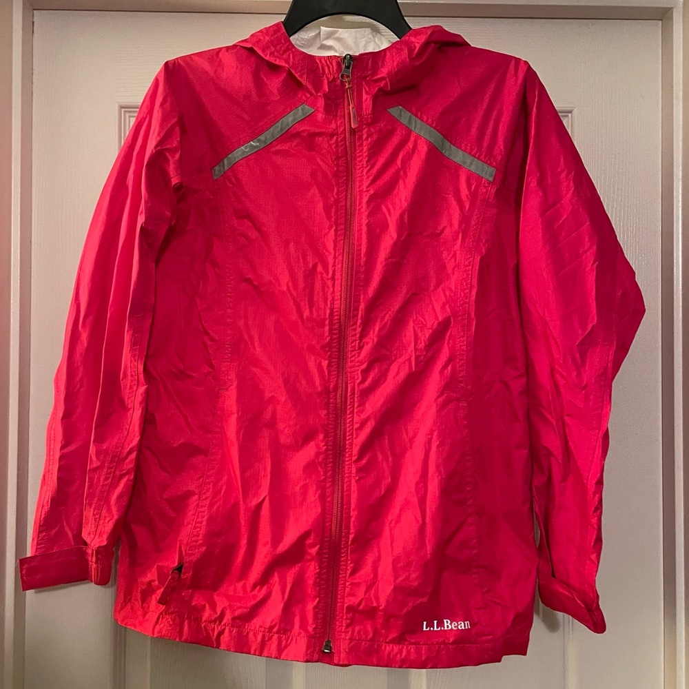 L.L. Bean Rain Jacket Kids Size L 14-16 Pink with Hood